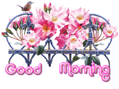 Good Morning Glitters On Beautiful Pink Flowers Whatsapp Image
